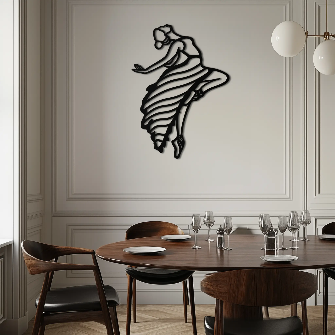 Dancing Woman Metal Wall Art – Graceful Silhouette Décor for Artistic Spaces- KAF648 by Enova Art