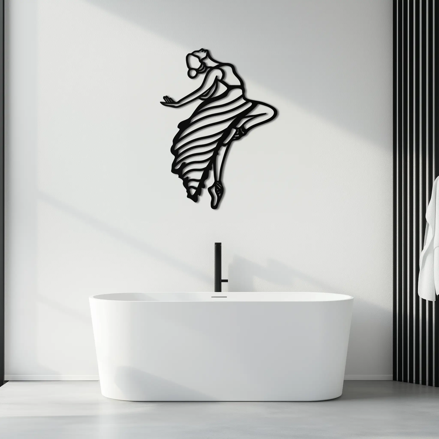 Dancing Woman Metal Wall Art – Graceful Silhouette Décor for Artistic Spaces- KAF648 by Enova Art