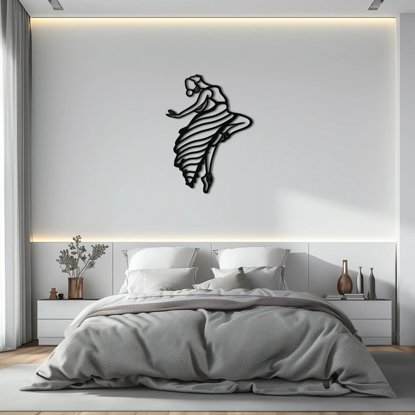 Dancing Woman Metal Wall Art – Graceful Silhouette Décor for Artistic Spaces- KAF648 by Enova Art