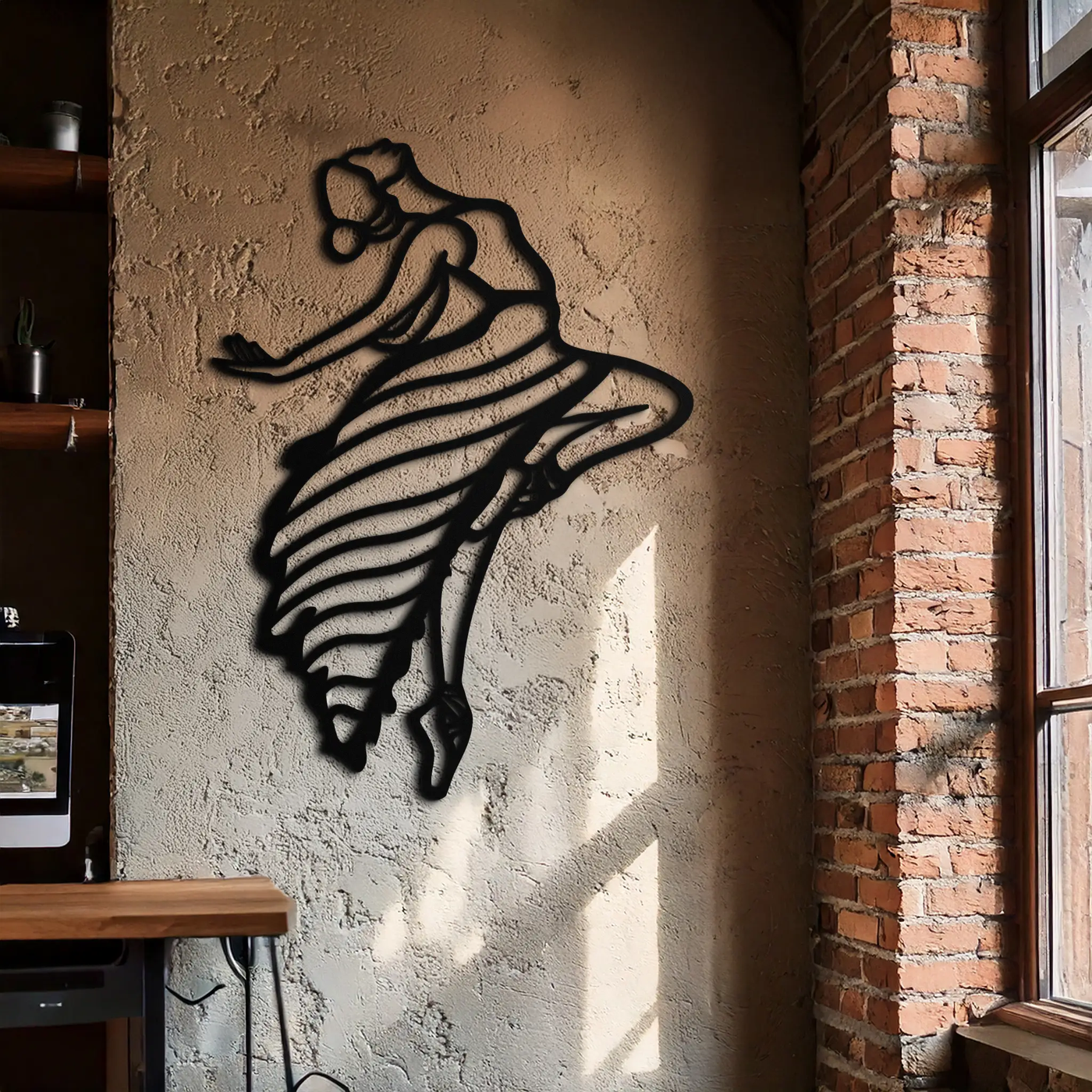 Dancing Woman Metal Wall Art – Graceful Silhouette Décor for Artistic Spaces- KAF648 by Enova Art