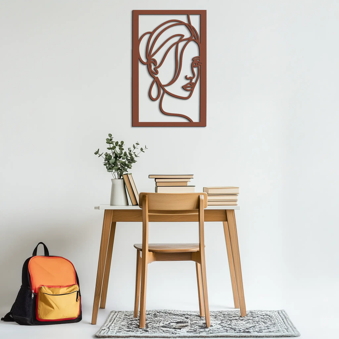 Woman Portrait Line Art Metal Wall Decor – Minimalist Modern Face Silhouette- KAF649 by Enova Art