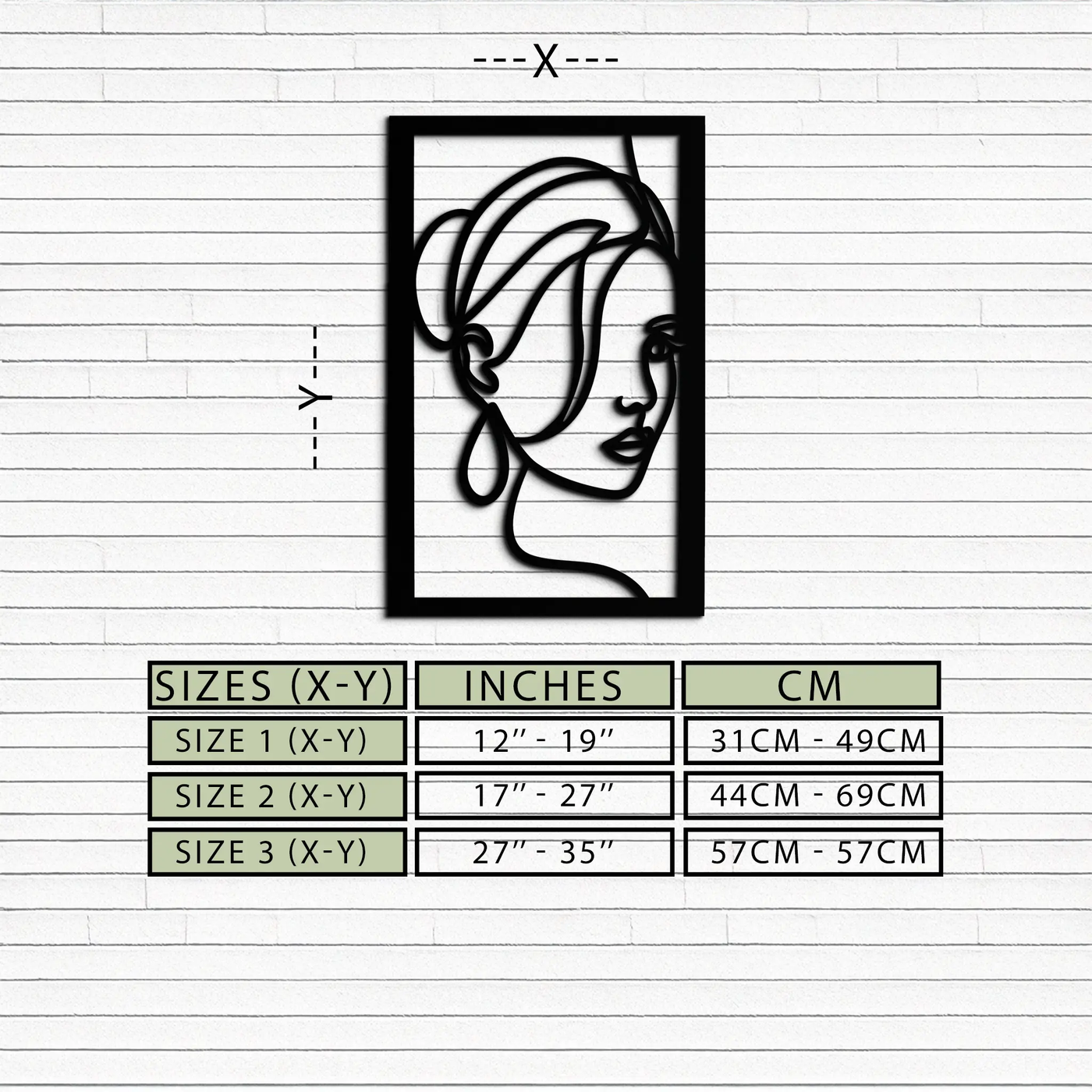 Woman Portrait Line Art Metal Wall Decor – Minimalist Modern Face Silhouette- KAF649 by Enova Art