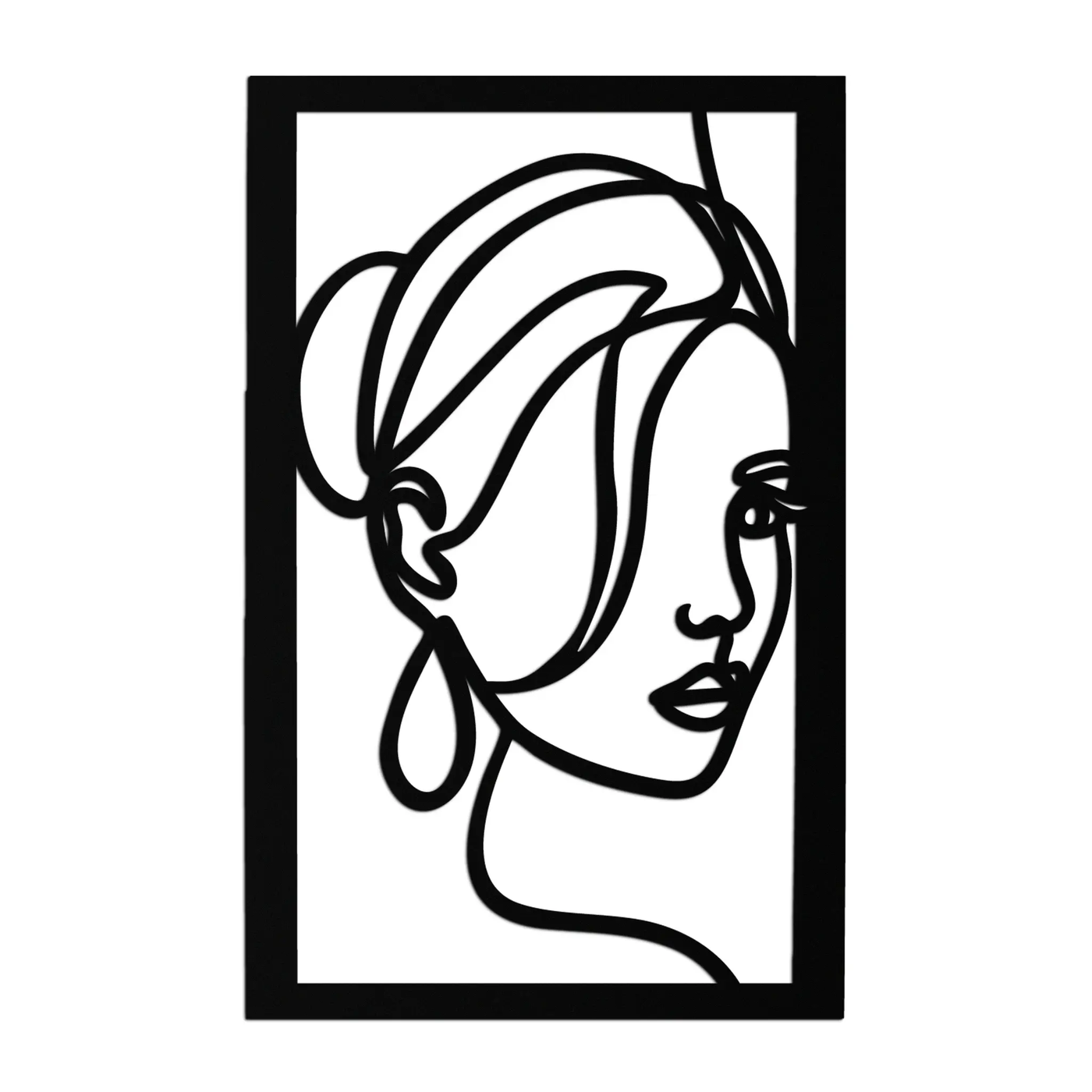 Woman Portrait Line Art Metal Wall Decor – Minimalist Modern Face Silhouette- KAF649 by Enova Art