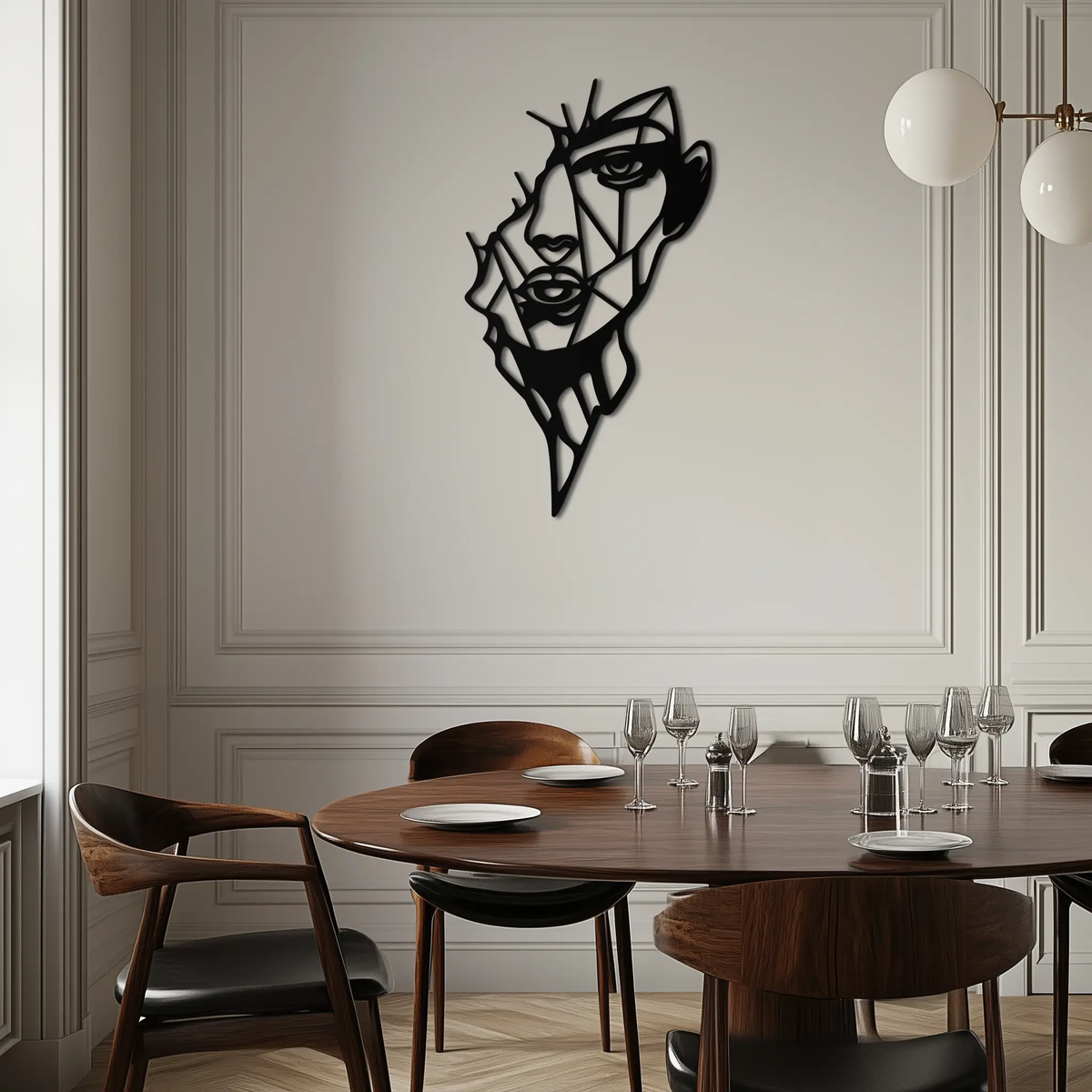Abstract Line Art Woman Face Metal Wall Art – Modern Feminine Silhouette Decor- KAF650 by Enova Art