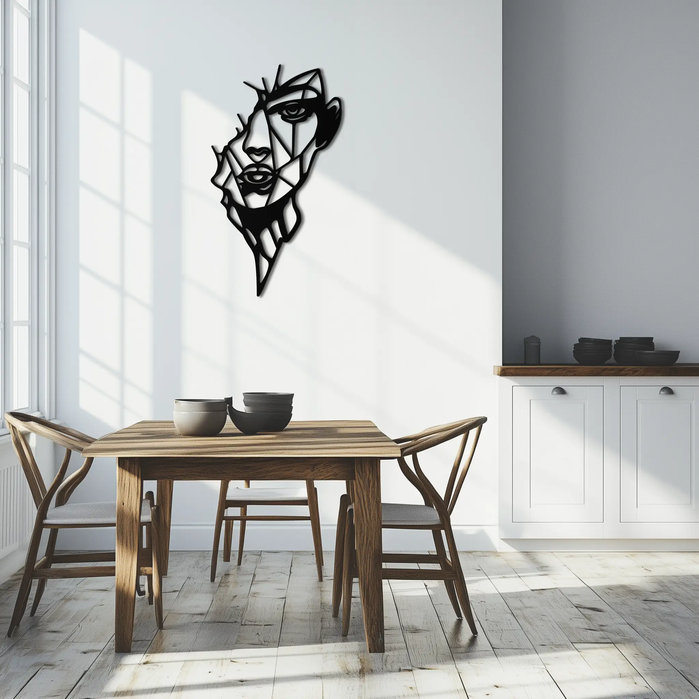 Abstract Line Art Woman Face Metal Wall Art – Modern Feminine Silhouette Decor- KAF650 by Enova Art