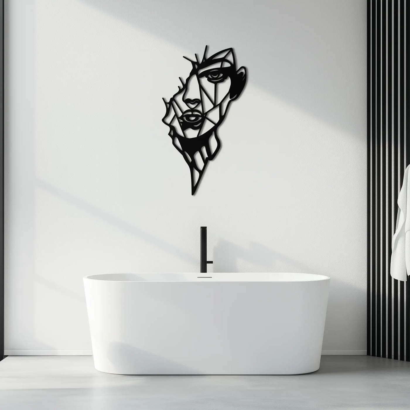 Abstract Line Art Woman Face Metal Wall Art – Modern Feminine Silhouette Decor- KAF650 by Enova Art