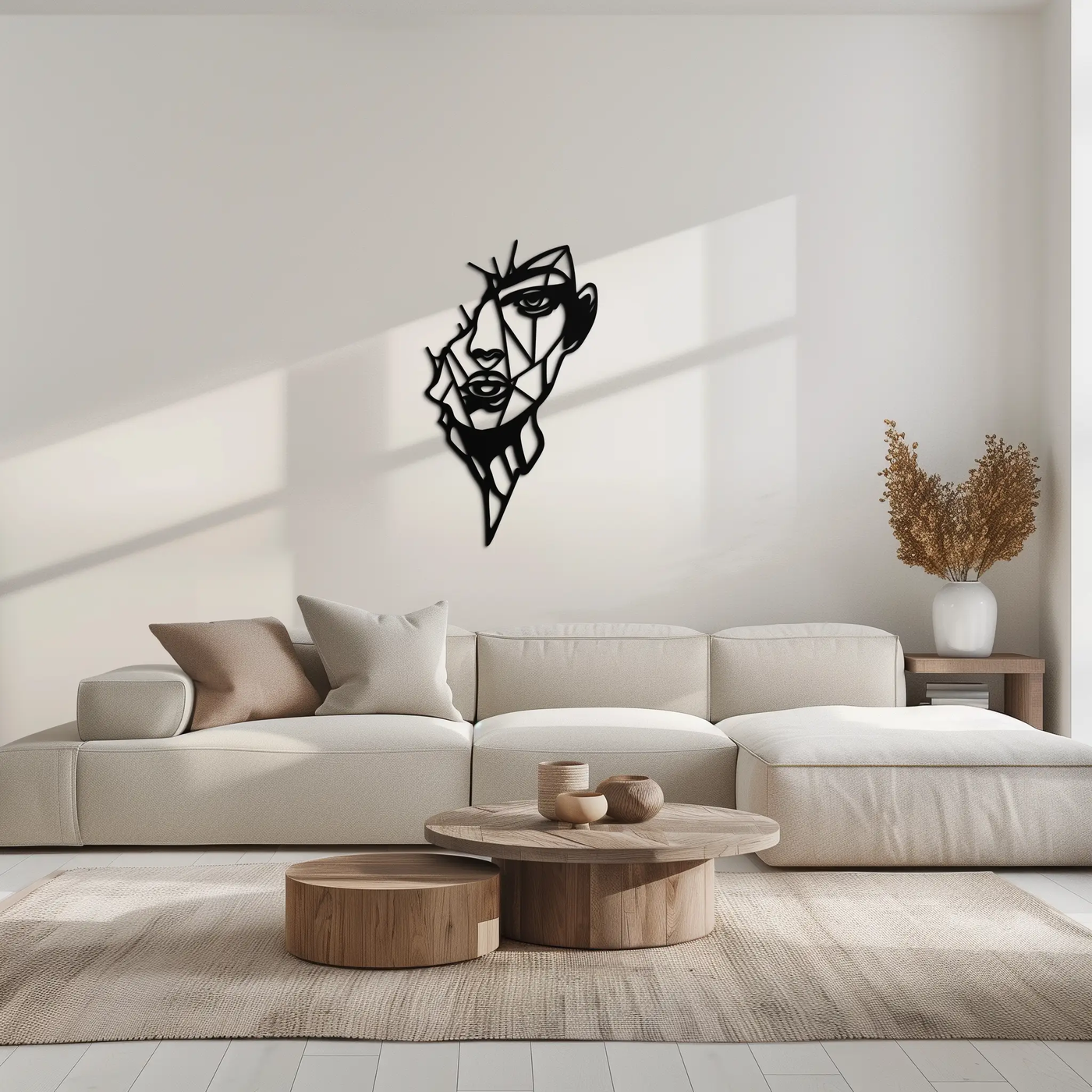Abstract Line Art Woman Face Metal Wall Art – Modern Feminine Silhouette Decor- KAF650 by Enova Art
