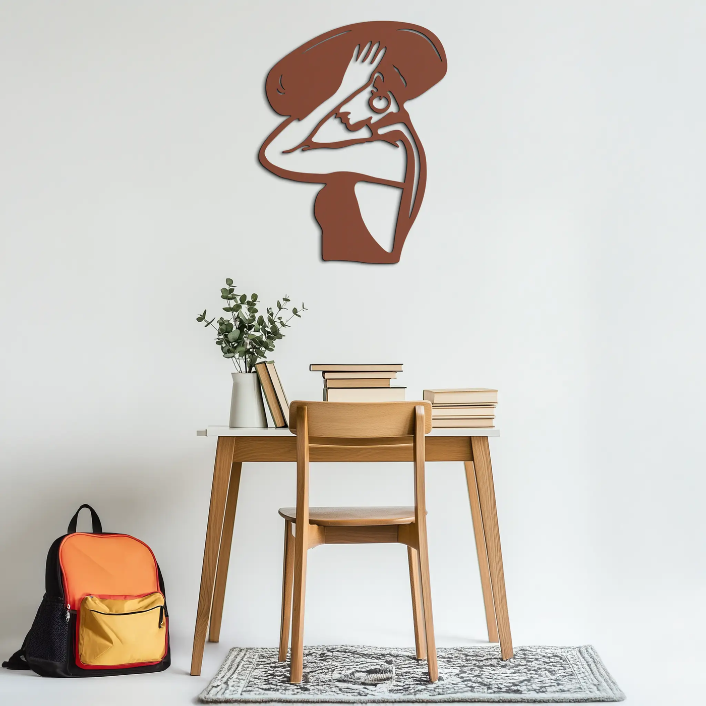 Elegant Woman with Hat Metal Wall Art – Fashion-Inspired Silhouette Décor- KAF651 by Enova Art