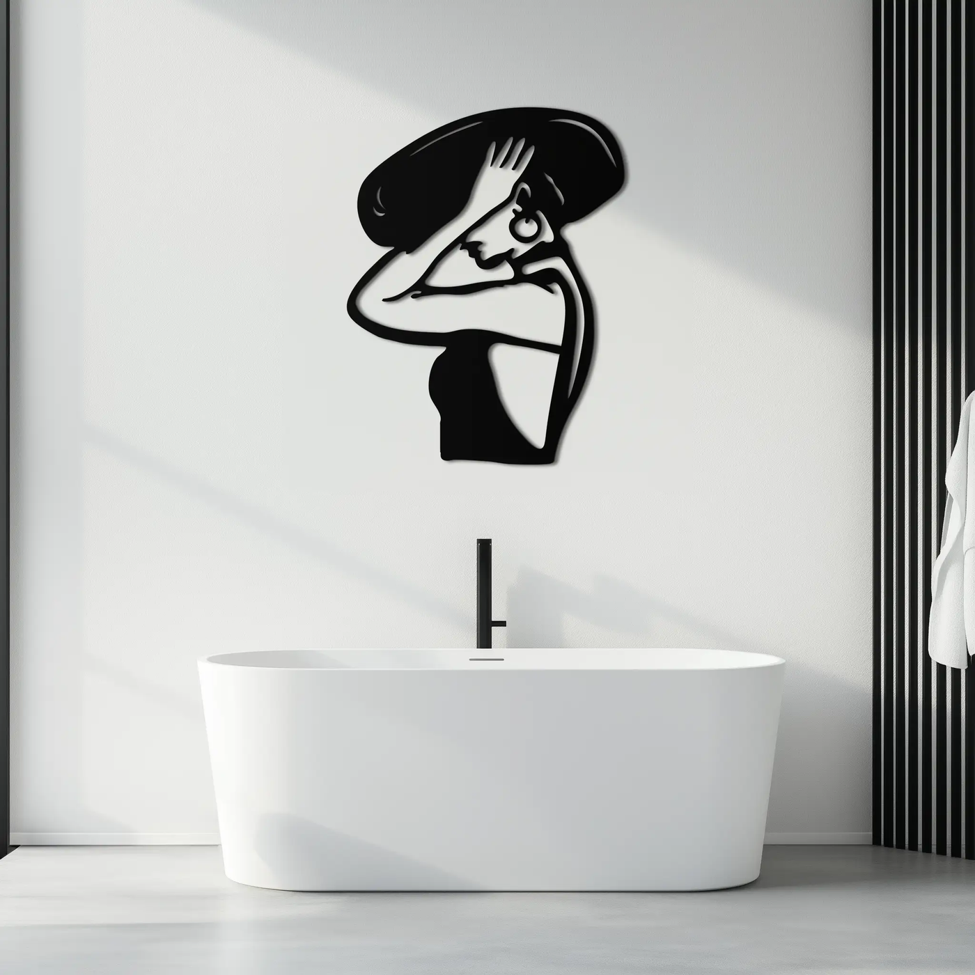 Elegant Woman with Hat Metal Wall Art – Fashion-Inspired Silhouette Décor- KAF651 by Enova Art