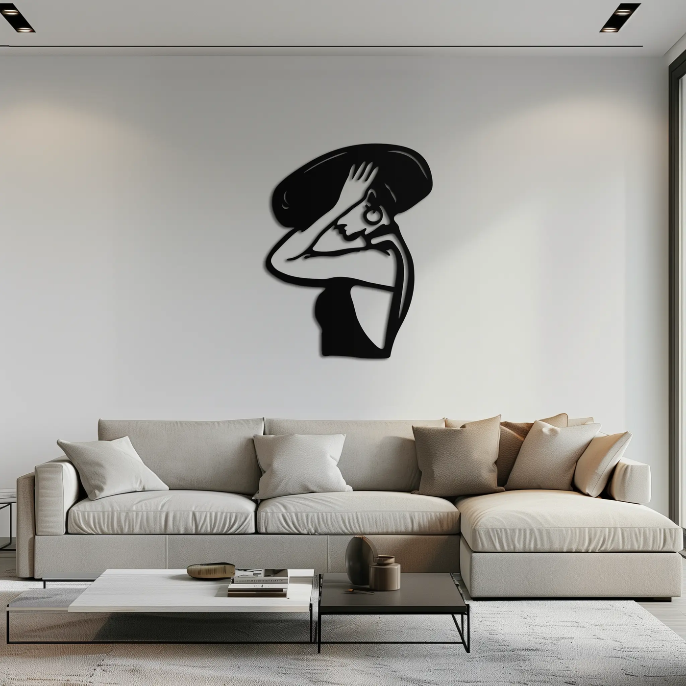 Elegant Woman with Hat Metal Wall Art – Fashion-Inspired Silhouette Décor- KAF651 by Enova Art