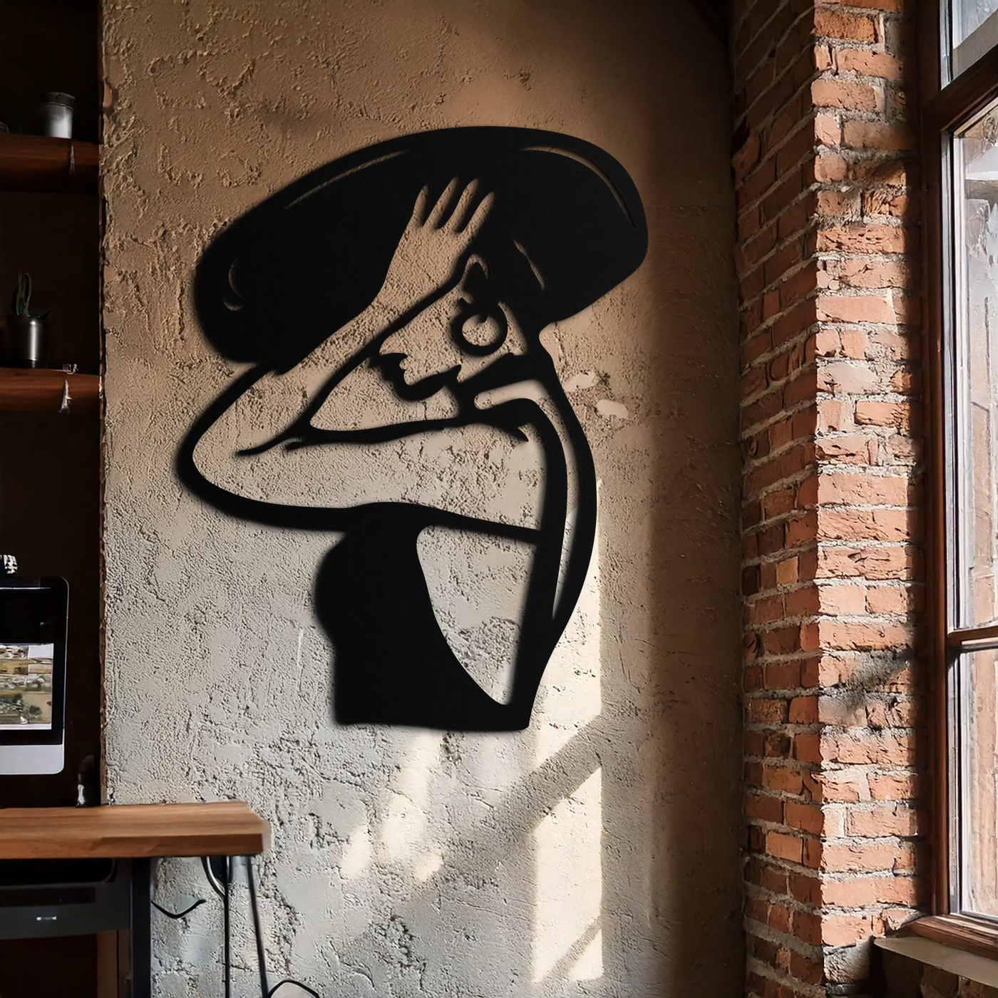 Elegant Woman with Hat Metal Wall Art – Fashion-Inspired Silhouette Décor- KAF651 by Enova Art