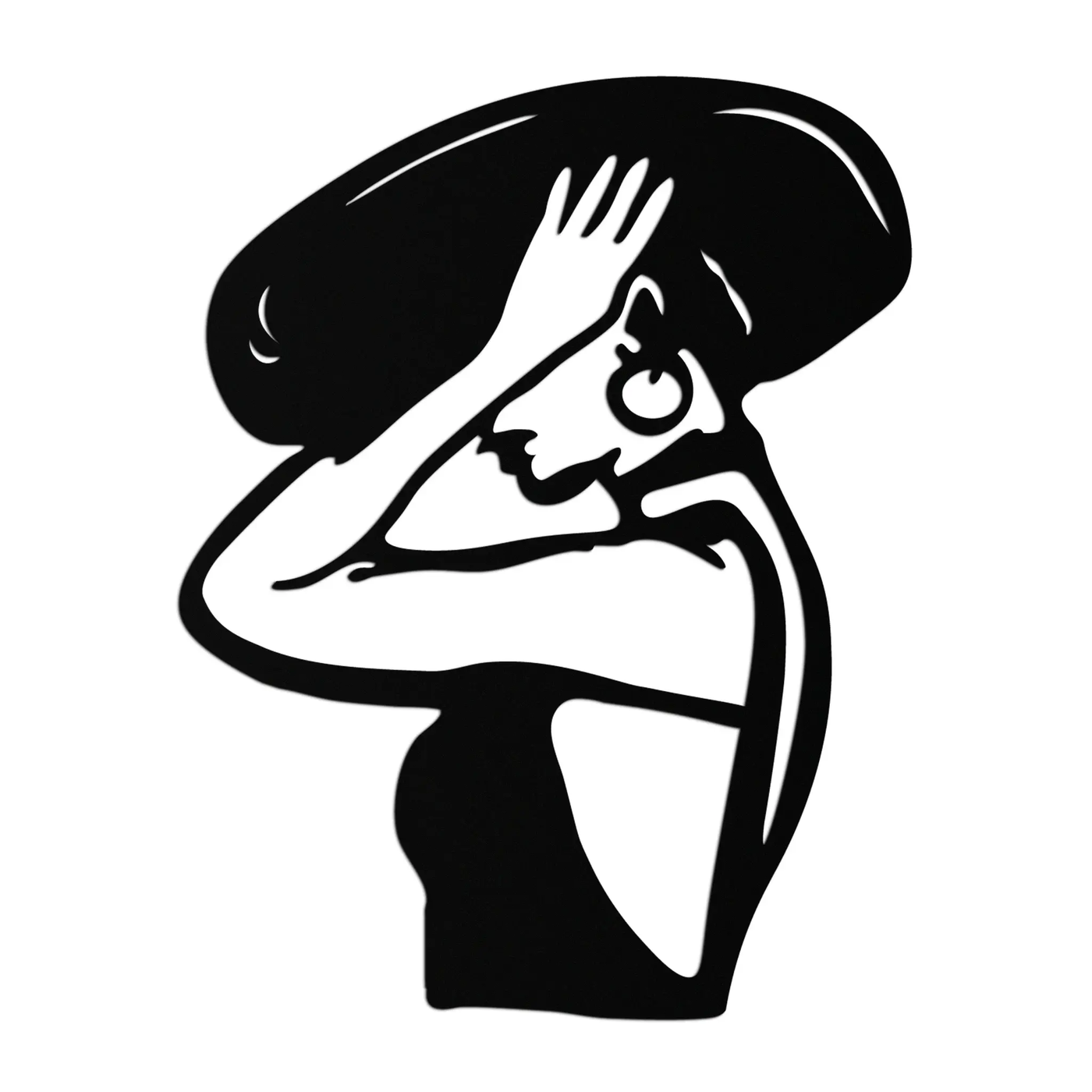 Elegant Woman with Hat Metal Wall Art – Fashion-Inspired Silhouette Décor- KAF651 by Enova Art