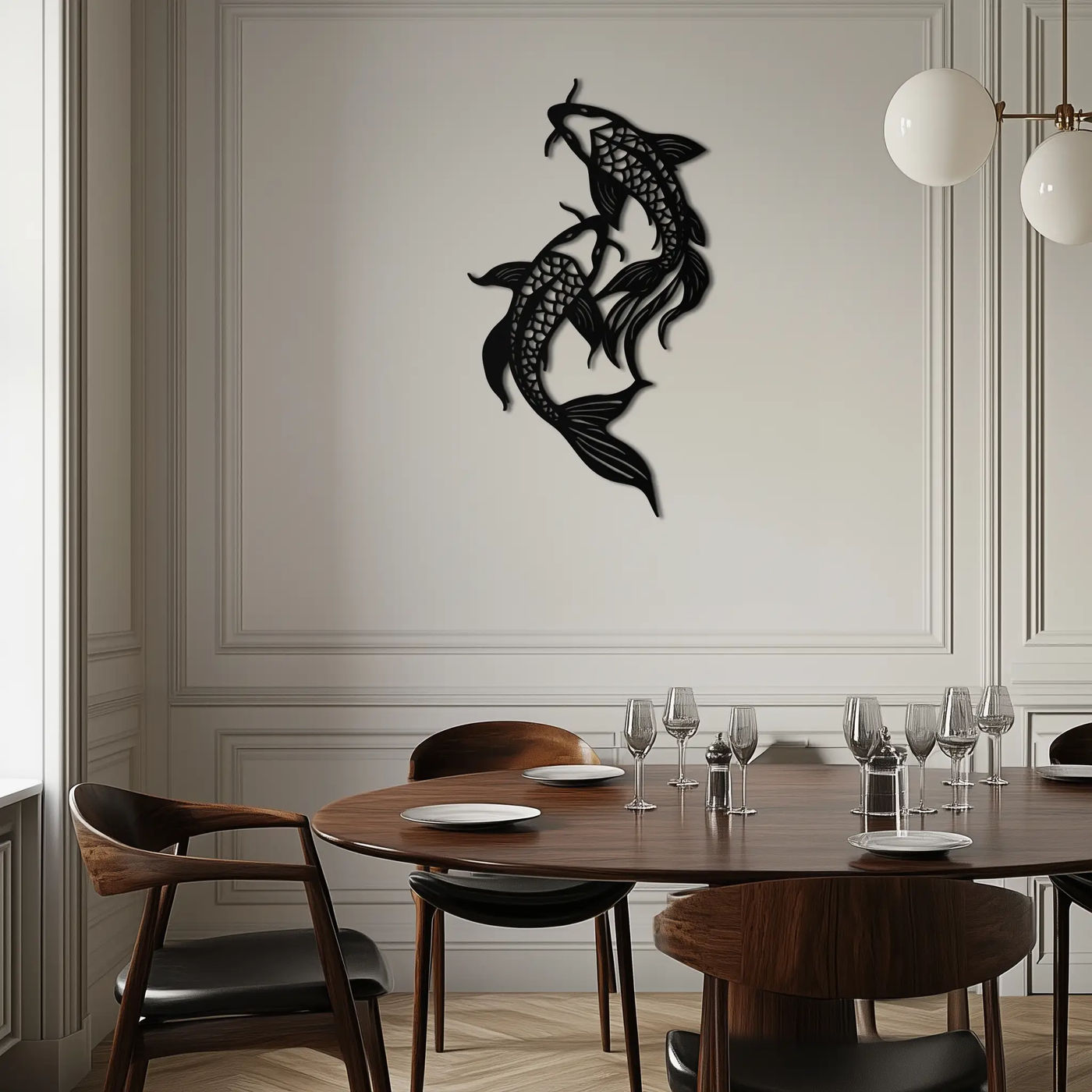 Dual Fish Metal Wall Art – Nature-Inspired Aquatic Silhouette for Modern Interiors- KAF653 by Enova Art