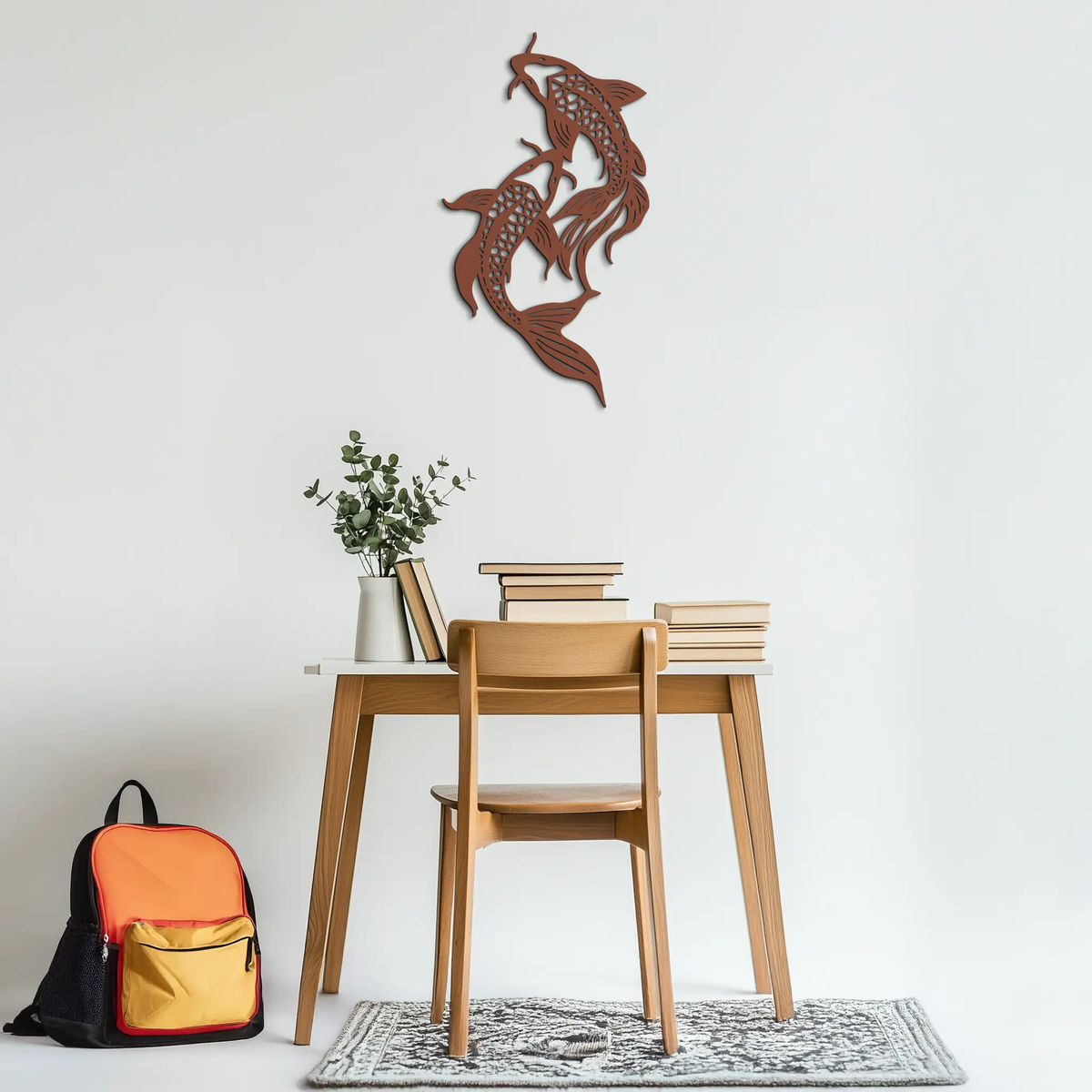 Dual Fish Metal Wall Art – Nature-Inspired Aquatic Silhouette for Modern Interiors- KAF653 by Enova Art