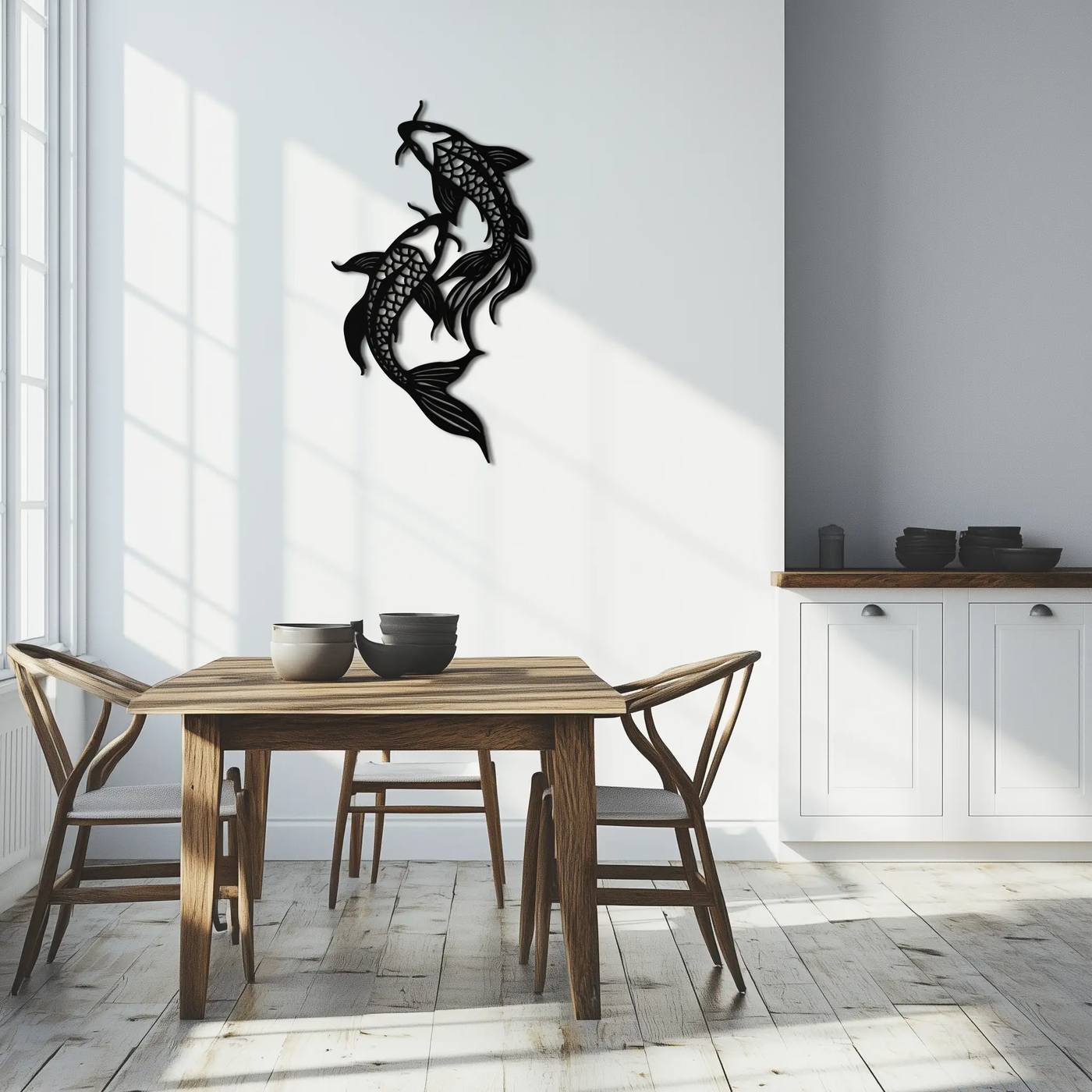 Dual Fish Metal Wall Art – Nature-Inspired Aquatic Silhouette for Modern Interiors- KAF653 by Enova Art
