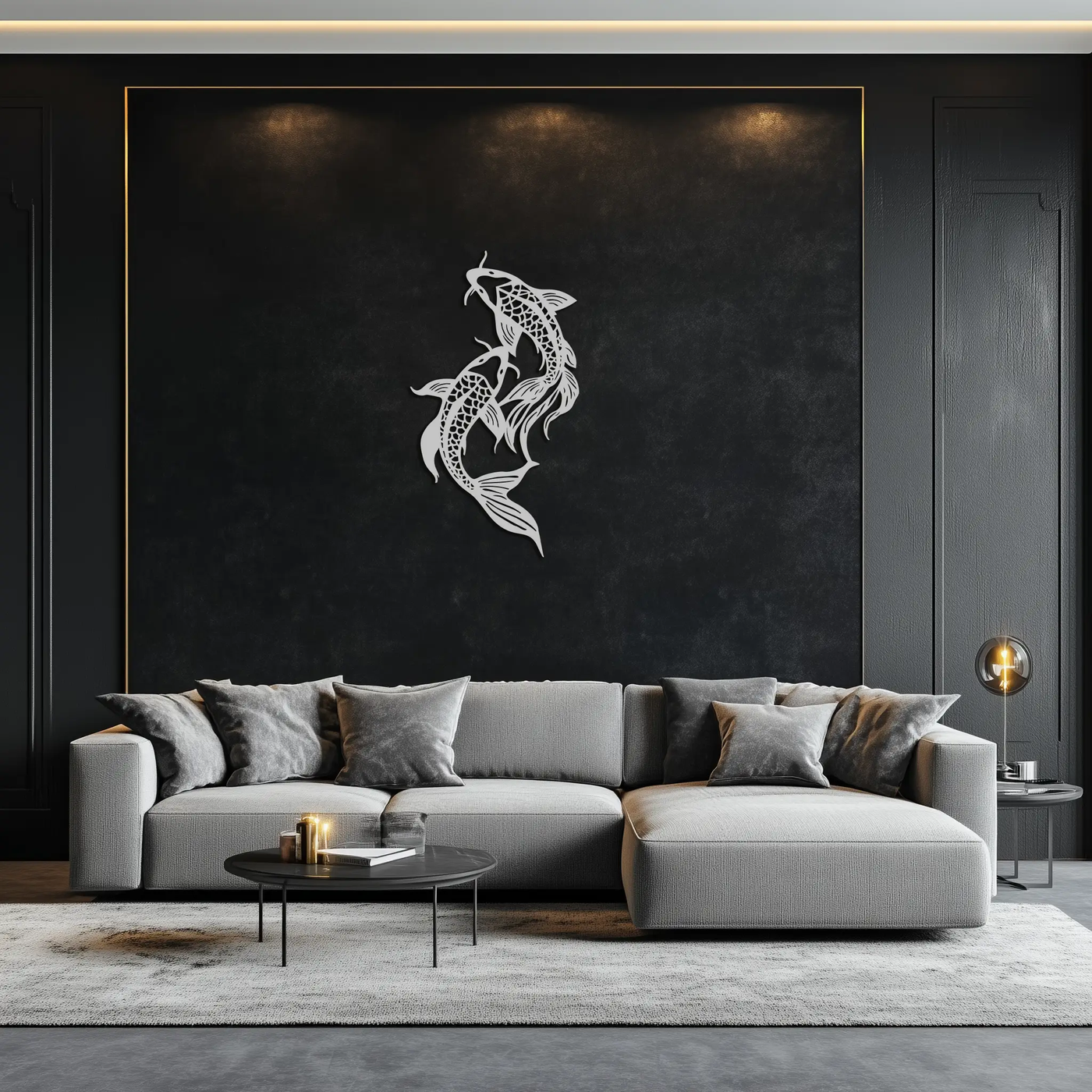Dual Fish Metal Wall Art – Nature-Inspired Aquatic Silhouette for Modern Interiors- KAF653 by Enova Art