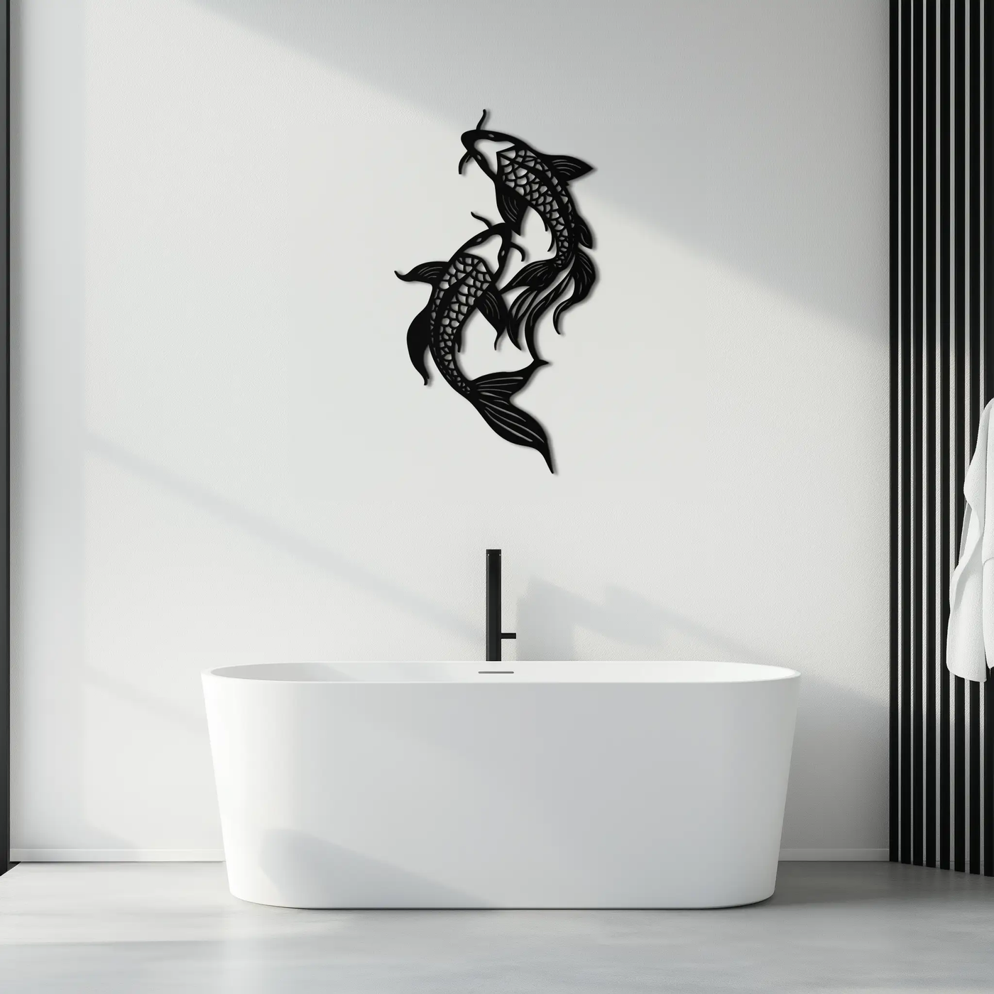 Dual Fish Metal Wall Art – Nature-Inspired Aquatic Silhouette for Modern Interiors- KAF653 by Enova Art