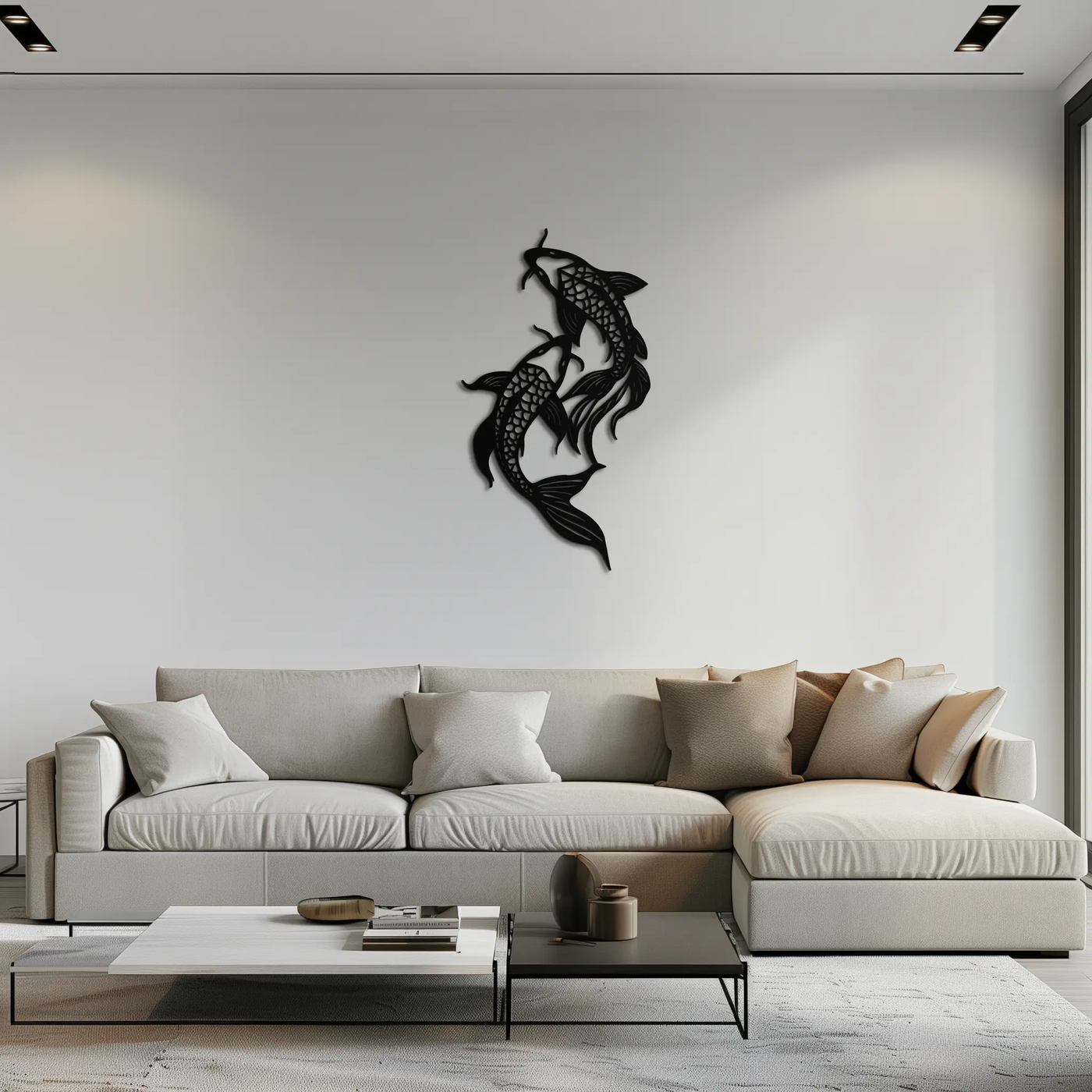Dual Fish Metal Wall Art – Nature-Inspired Aquatic Silhouette for Modern Interiors- KAF653 by Enova Art