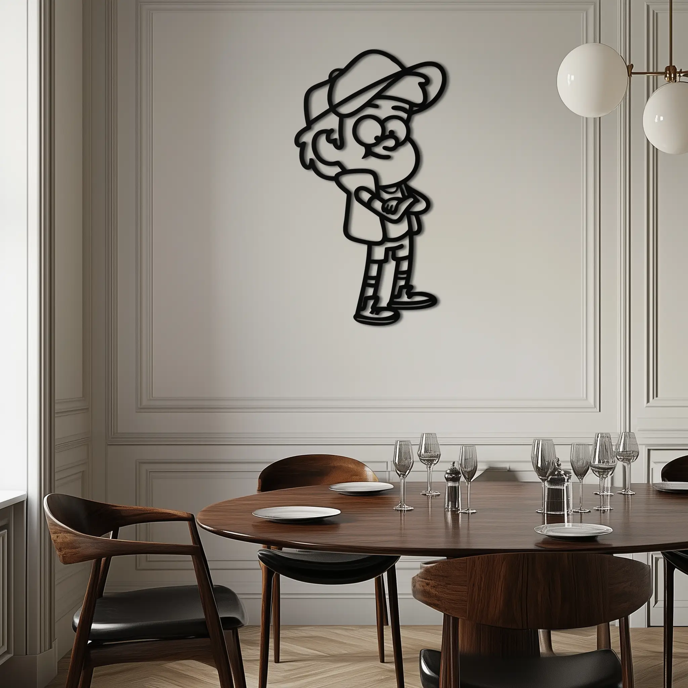 Dipper Pines Metal Wall Art – Gravity Falls-Inspired Silhouette for Fans and Collectors- KAF654 by Enova Art