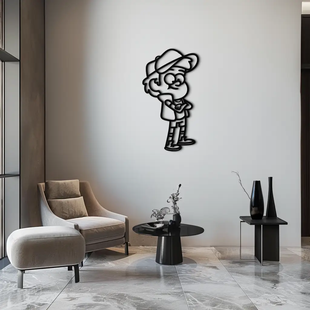 Dipper Pines Metal Wall Art – Gravity Falls-Inspired Silhouette for Fans and Collectors- KAF654 by Enova Art