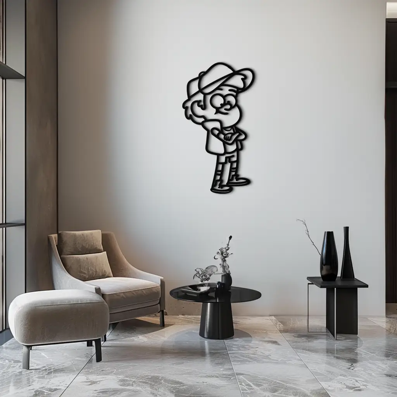 Dipper Pines Metal Wall Art – Gravity Falls-Inspired Silhouette for Fans and Collectors- KAF654 by Enova Art