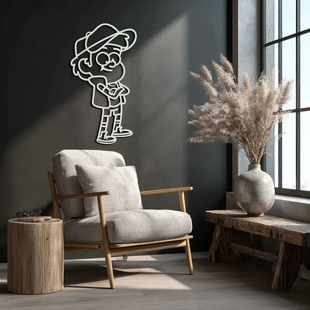 Dipper Pines Metal Wall Art – Gravity Falls-Inspired Silhouette for Fans and Collectors- KAF654 by Enova Art