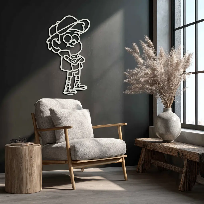 Dipper Pines Metal Wall Art – Gravity Falls-Inspired Silhouette for Fans and Collectors- KAF654 by Enova Art