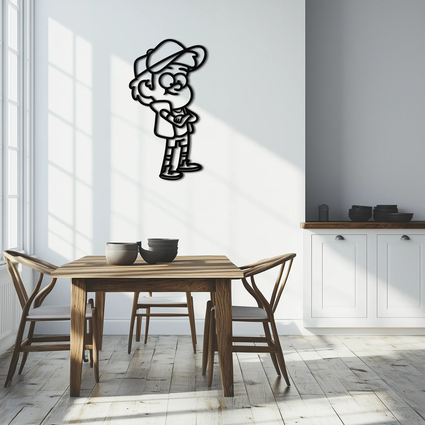 Dipper Pines Metal Wall Art – Gravity Falls-Inspired Silhouette for Fans and Collectors- KAF654 by Enova Art