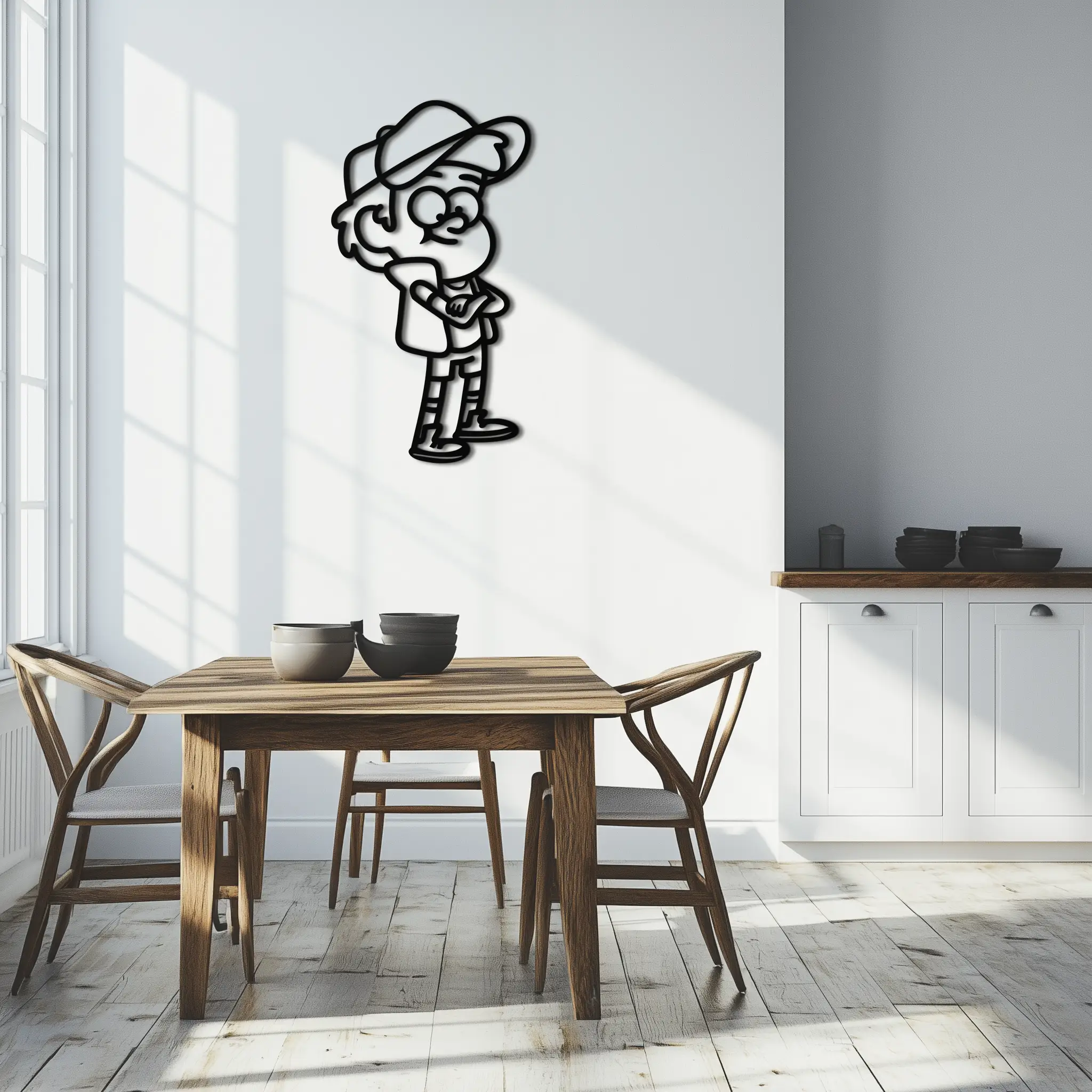 Dipper Pines Metal Wall Art – Gravity Falls-Inspired Silhouette for Fans and Collectors- KAF654 by Enova Art