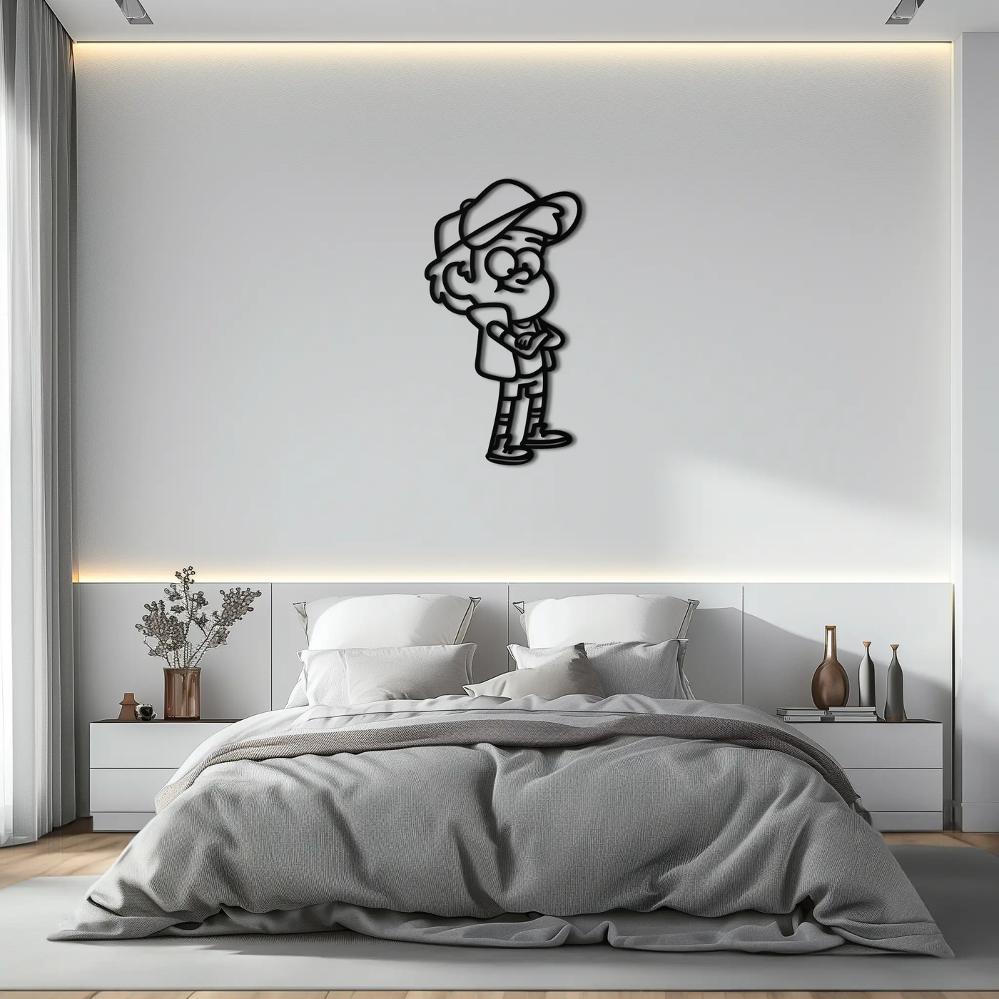 Dipper Pines Metal Wall Art – Gravity Falls-Inspired Silhouette for Fans and Collectors- KAF654 by Enova Art