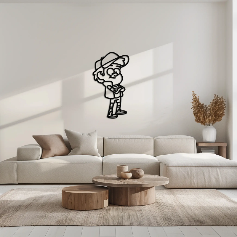 Dipper Pines Metal Wall Art – Gravity Falls-Inspired Silhouette for Fans and Collectors- KAF654 by Enova Art