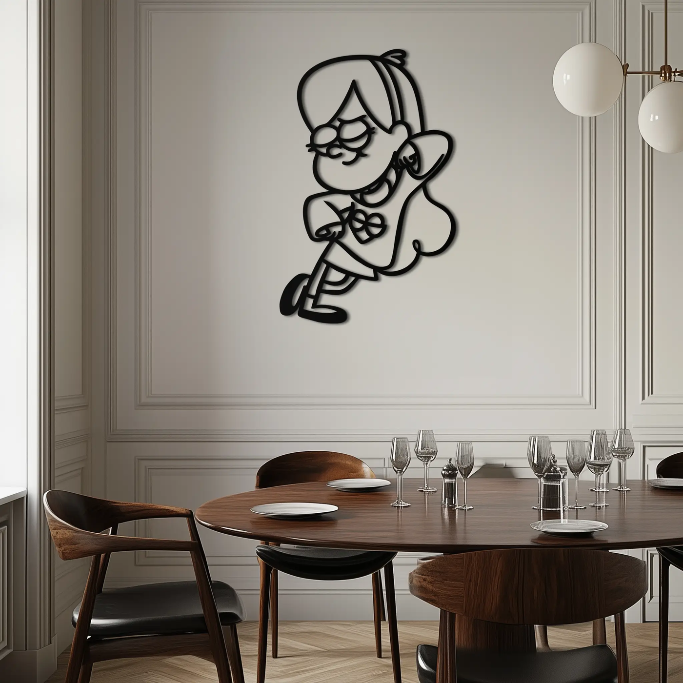 Mabel Pines Metal Wall Art – Gravity Falls-Inspired Playful Silhouette for Fans- KAF655 by Enova Art