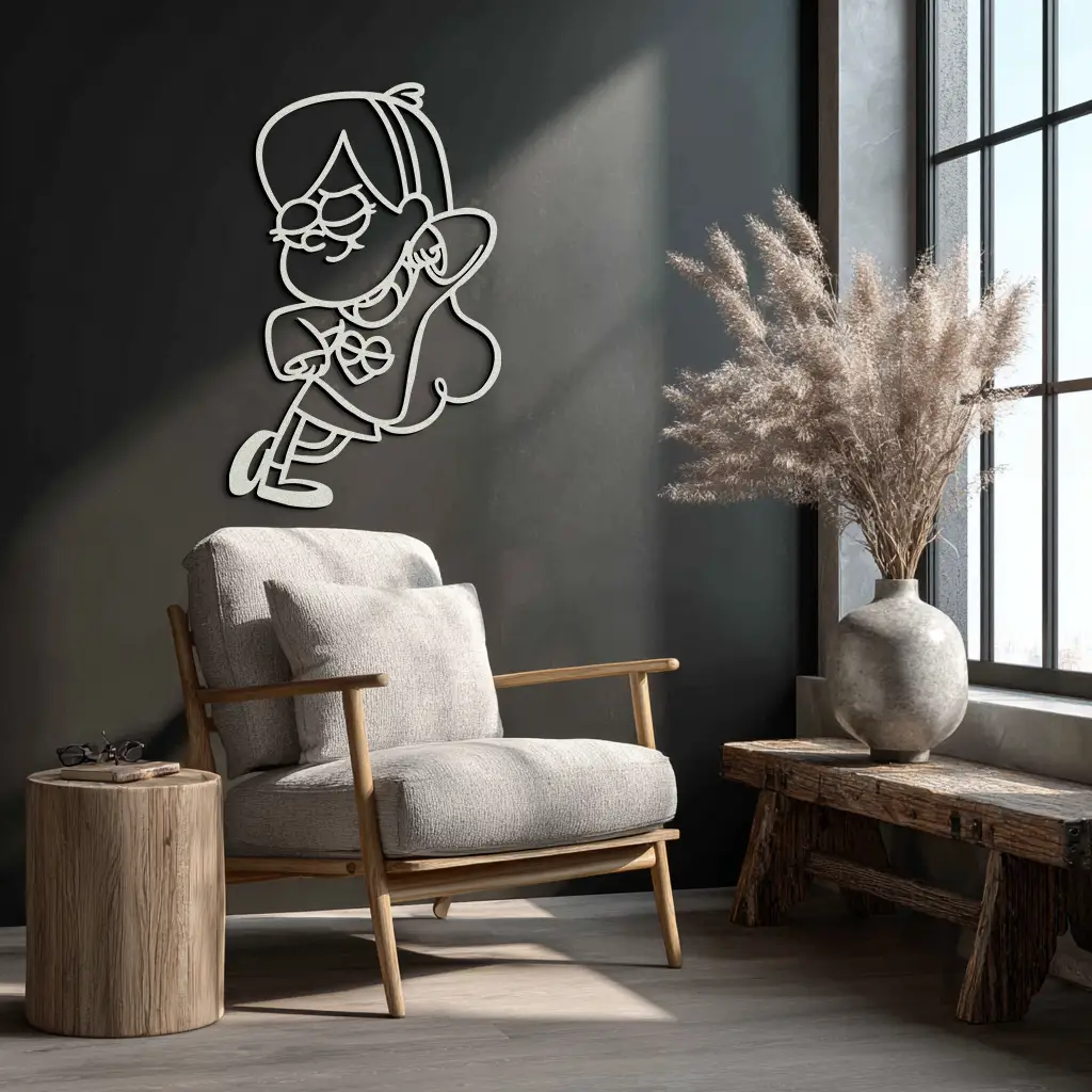 Mabel Pines Metal Wall Art – Gravity Falls-Inspired Playful Silhouette for Fans- KAF655 by Enova Art
