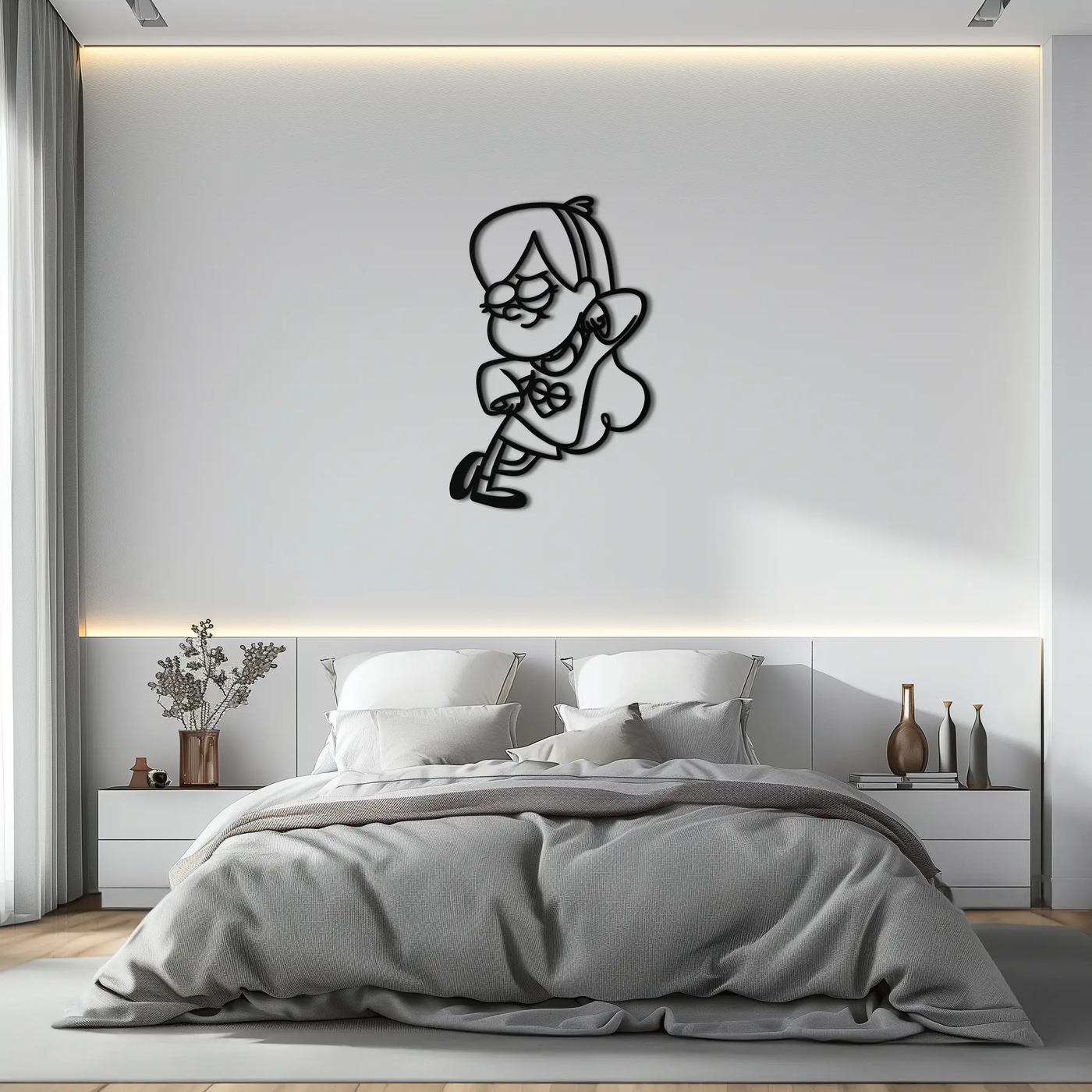 Mabel Pines Metal Wall Art – Gravity Falls-Inspired Playful Silhouette for Fans- KAF655 by Enova Art