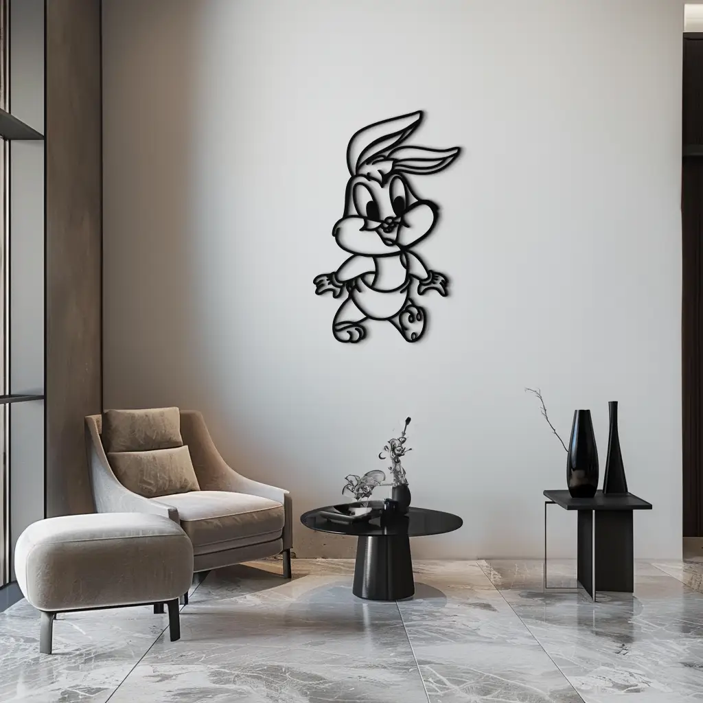 Baby Bugs Bunny Metal Wall Art – Classic Cartoon Character Silhouette for Fans- KAF659 by Enova Art