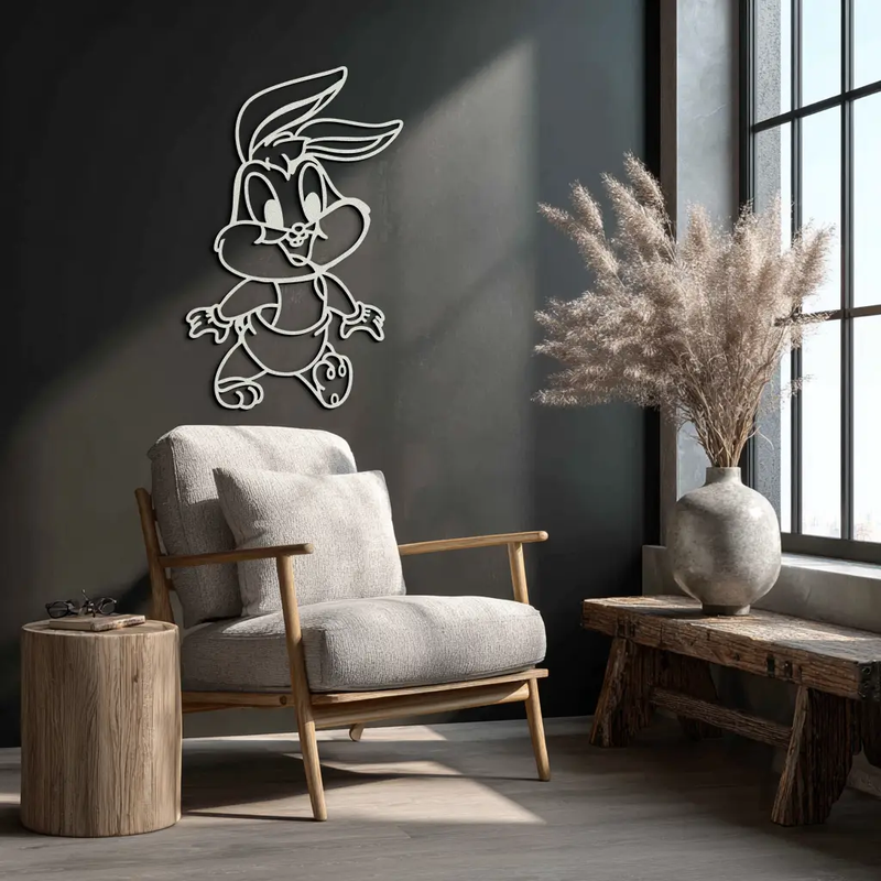 Baby Bugs Bunny Metal Wall Art – Classic Cartoon Character Silhouette for Fans- KAF659 by Enova Art