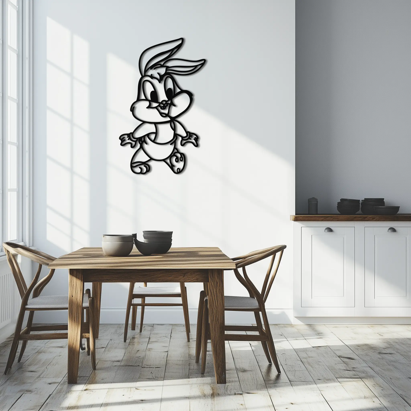 Baby Bugs Bunny Metal Wall Art – Classic Cartoon Character Silhouette for Fans- KAF659 by Enova Art