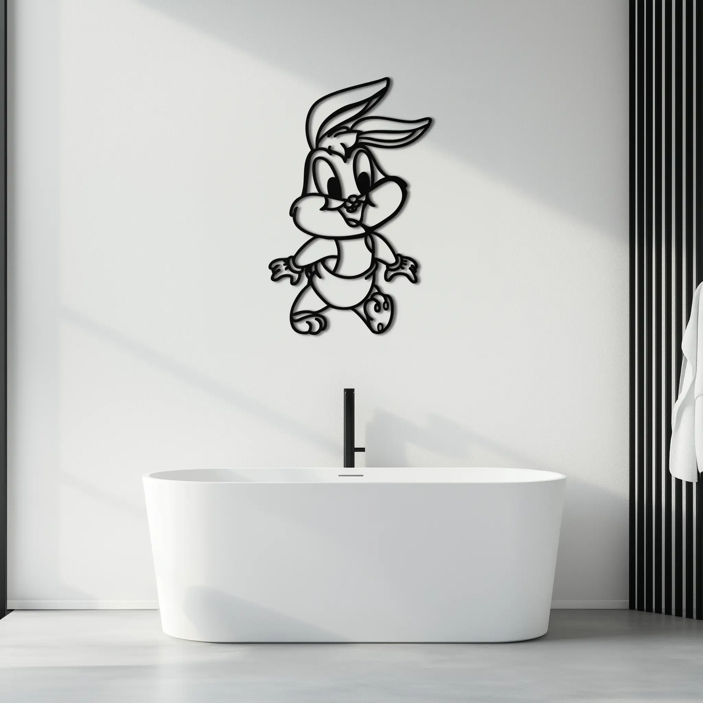 Baby Bugs Bunny Metal Wall Art – Classic Cartoon Character Silhouette for Fans- KAF659 by Enova Art