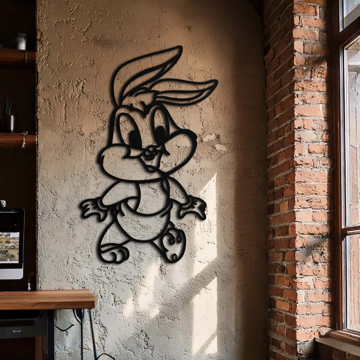 Baby Bugs Bunny Metal Wall Art – Classic Cartoon Character Silhouette for Fans- KAF659 by Enova Art