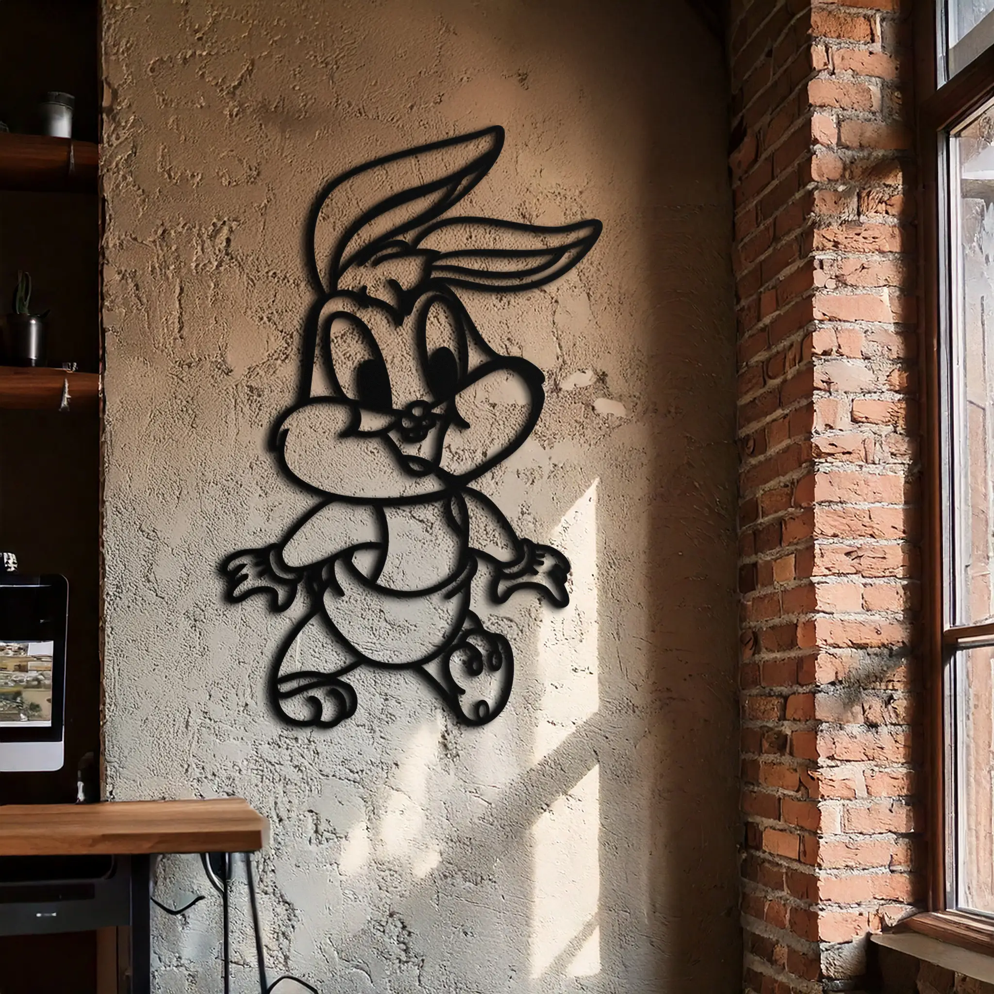Baby Bugs Bunny Metal Wall Art – Classic Cartoon Character Silhouette for Fans- KAF659 by Enova Art