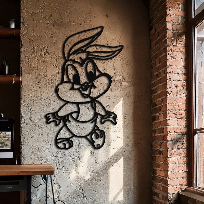 Baby Bugs Bunny Metal Wall Art – Classic Cartoon Character Silhouette for Fans- KAF659 by Enova Art