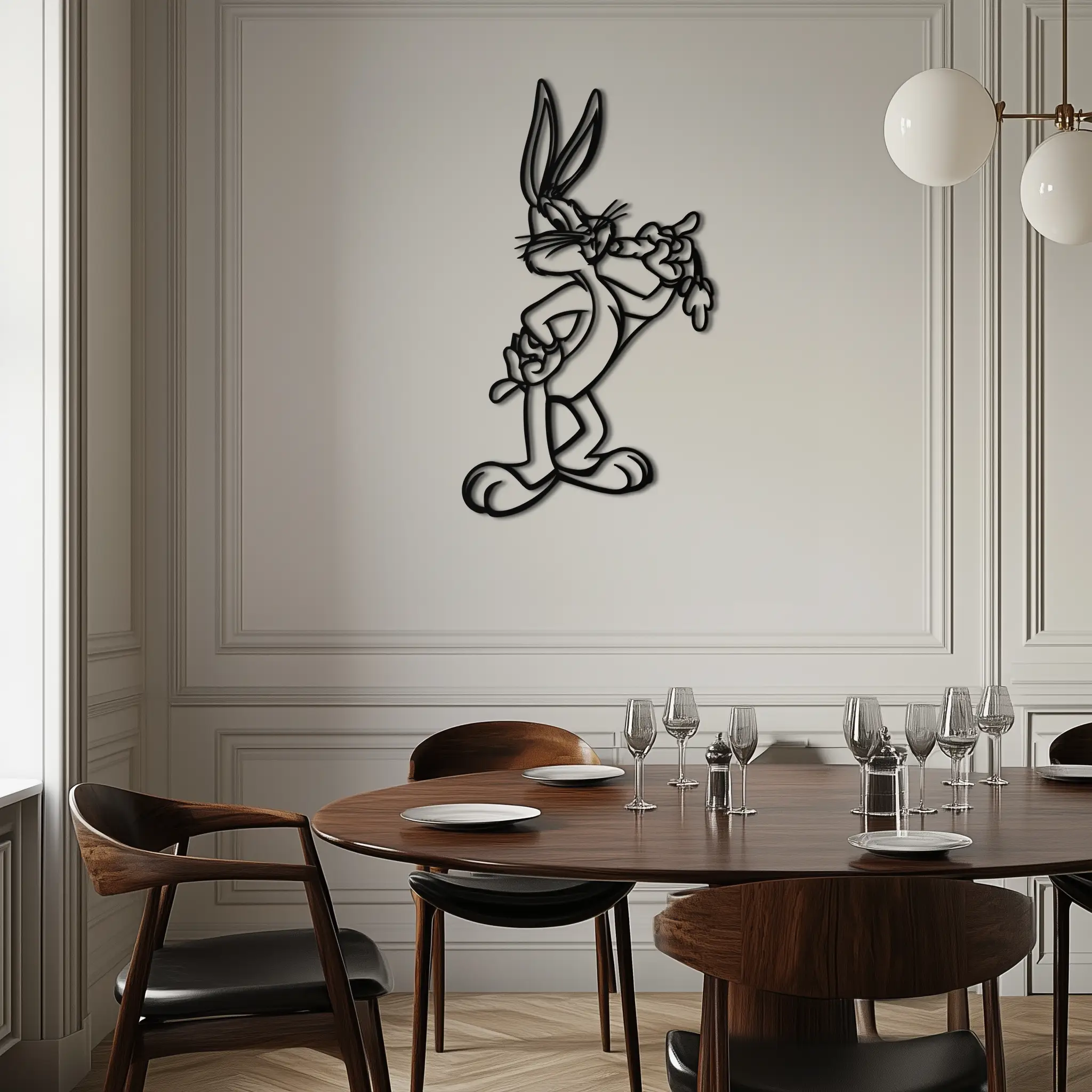 Bugs Bunny Metal Wall Art – Iconic Cartoon Character Silhouette for Fans- KAF660 by Enova Art