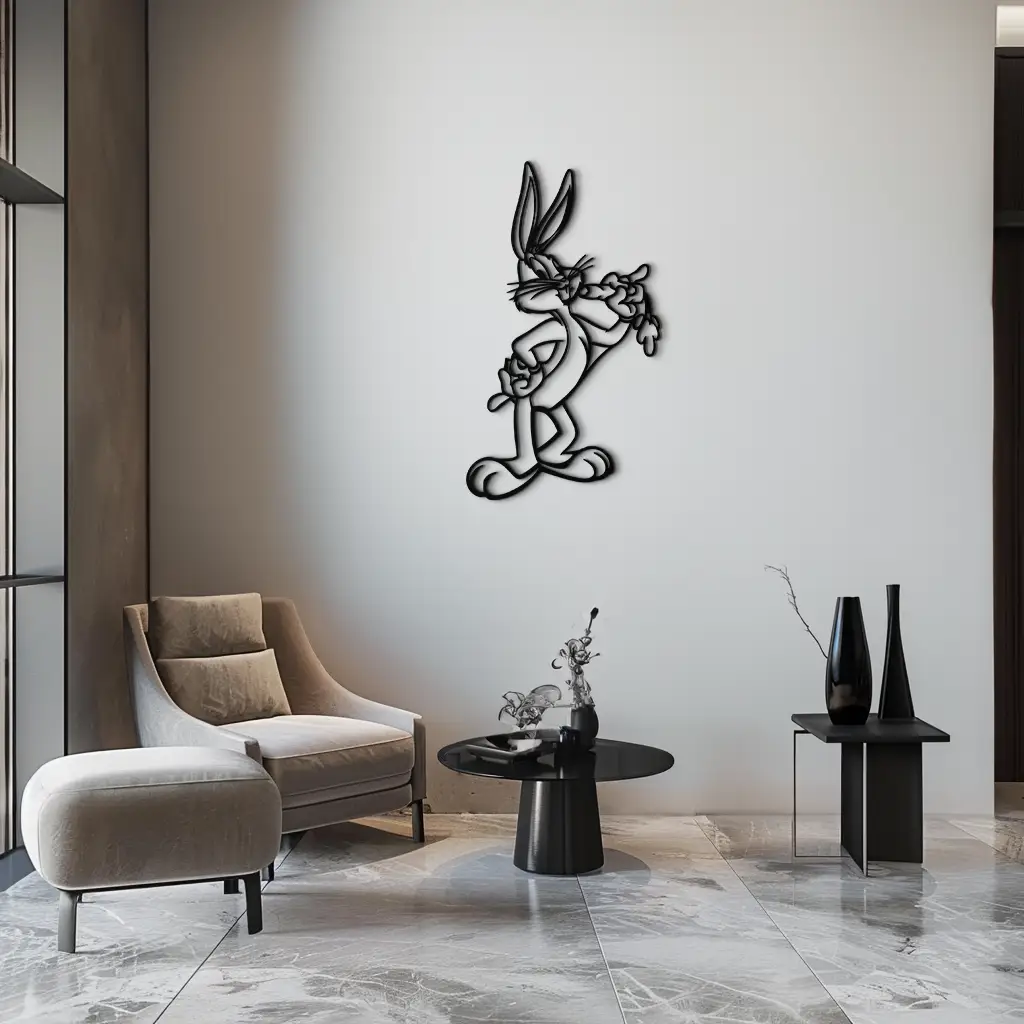Bugs Bunny Metal Wall Art – Iconic Cartoon Character Silhouette for Fans- KAF660 by Enova Art