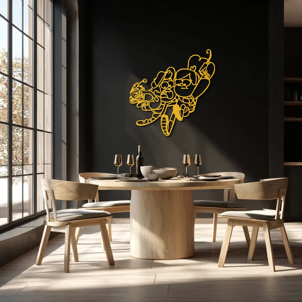 Mabel & Dipper Pines Metal Wall Art – Gravity Falls-Inspired Silhouette for Fans- KAF661 by Enova Art