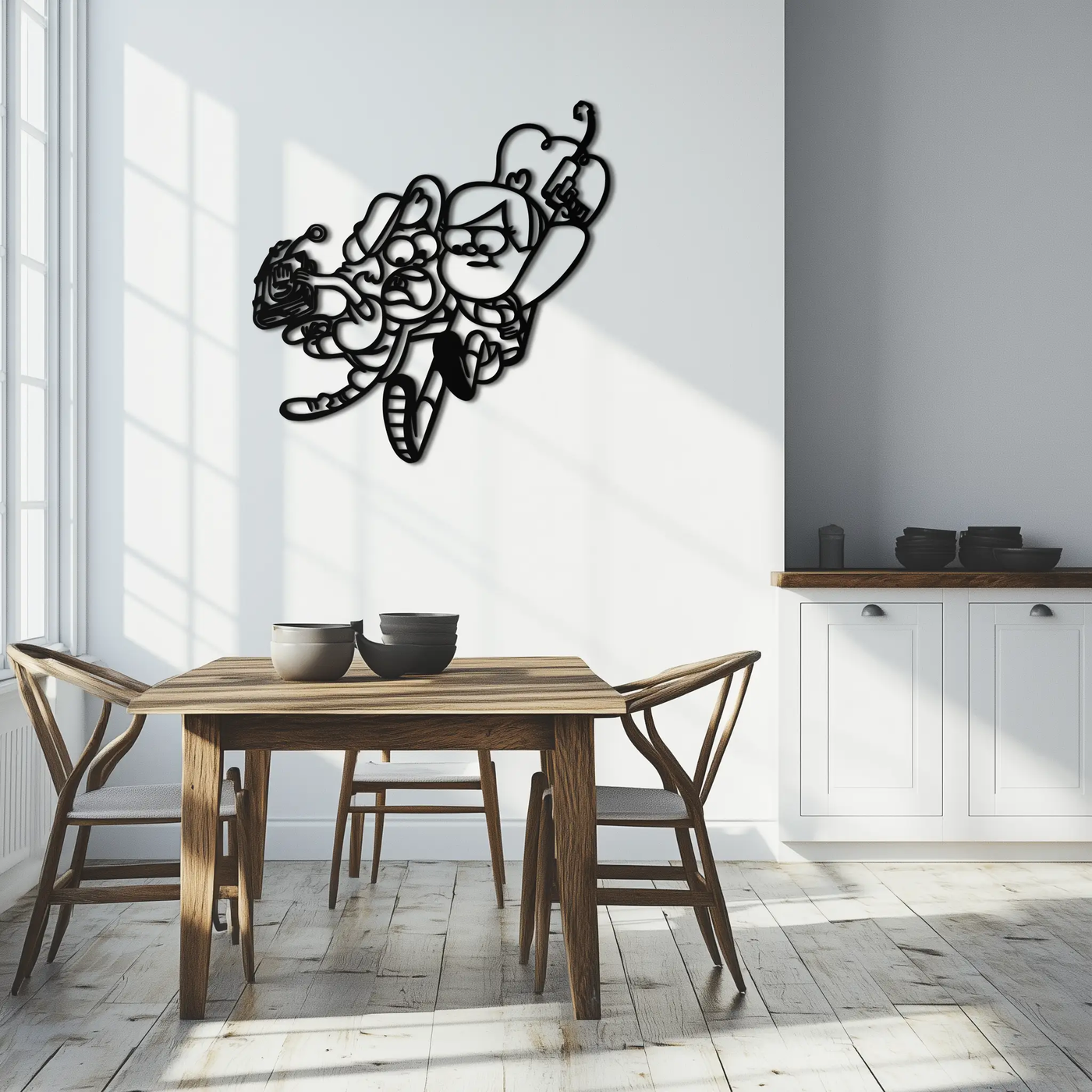 Mabel & Dipper Pines Metal Wall Art – Gravity Falls-Inspired Silhouette for Fans- KAF661 by Enova Art