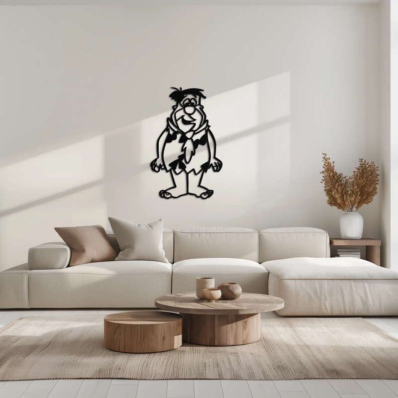 Fred Flintstone Metal Wall Art – Iconic Cartoon Character Silhouette for Fans- KAF662 by Enova Art