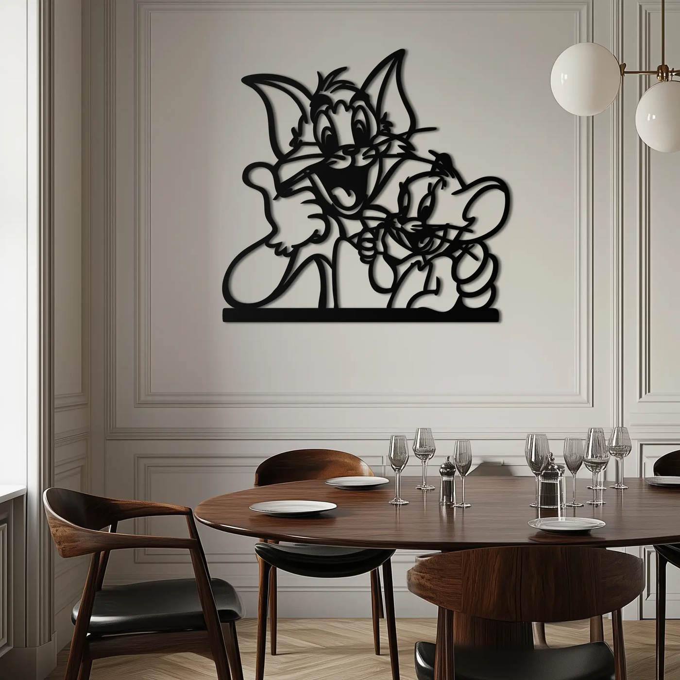Tom and Jerry Metal Wall Art – Classic Cartoon Duo Silhouette for Fans- KAF665 by Enova Art