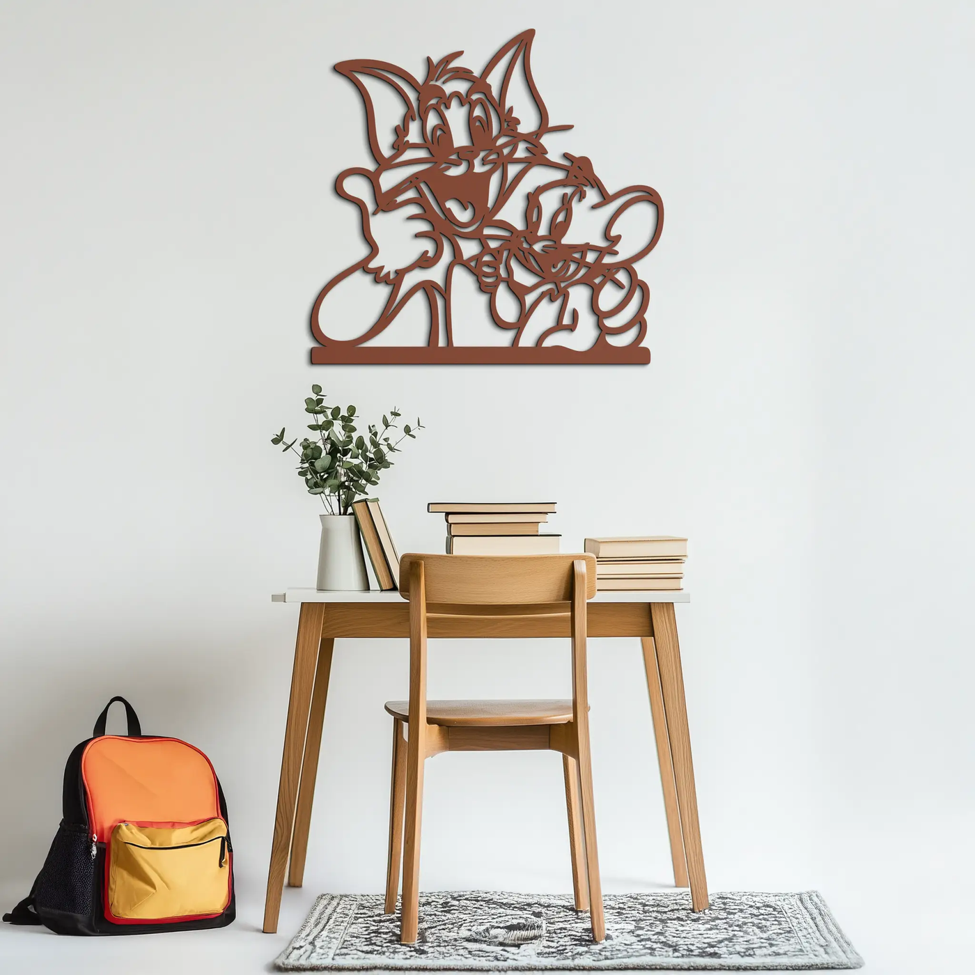 Tom and Jerry Metal Wall Art – Classic Cartoon Duo Silhouette for Fans- KAF665 by Enova Art