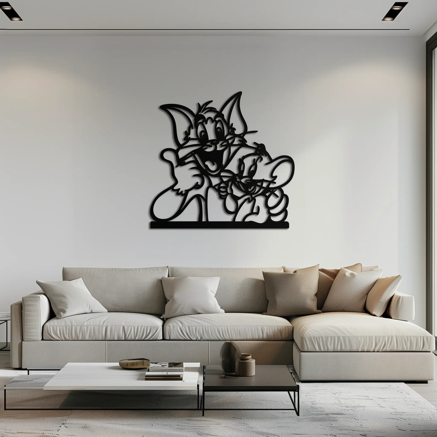 Tom and Jerry Metal Wall Art – Classic Cartoon Duo Silhouette for Fans- KAF665 by Enova Art