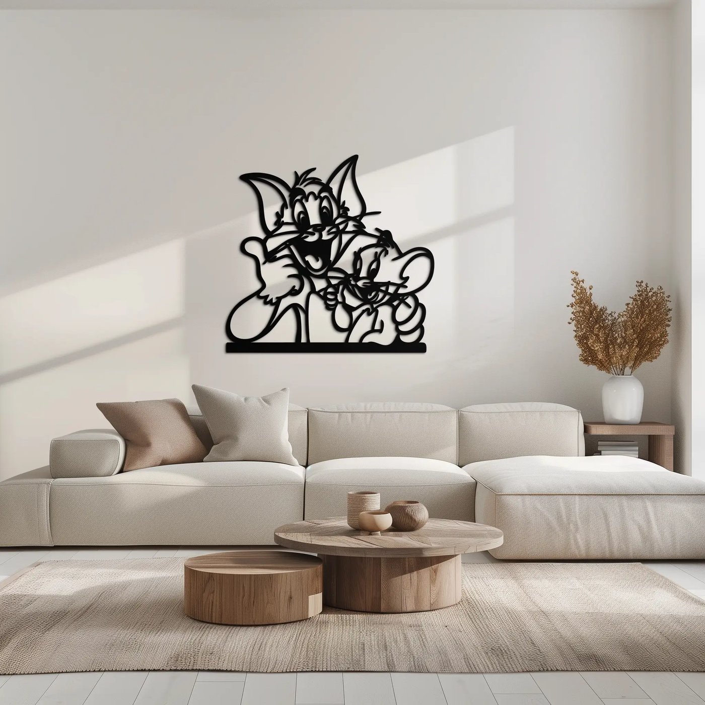 Tom and Jerry Metal Wall Art – Classic Cartoon Duo Silhouette for Fans- KAF665 by Enova Art
